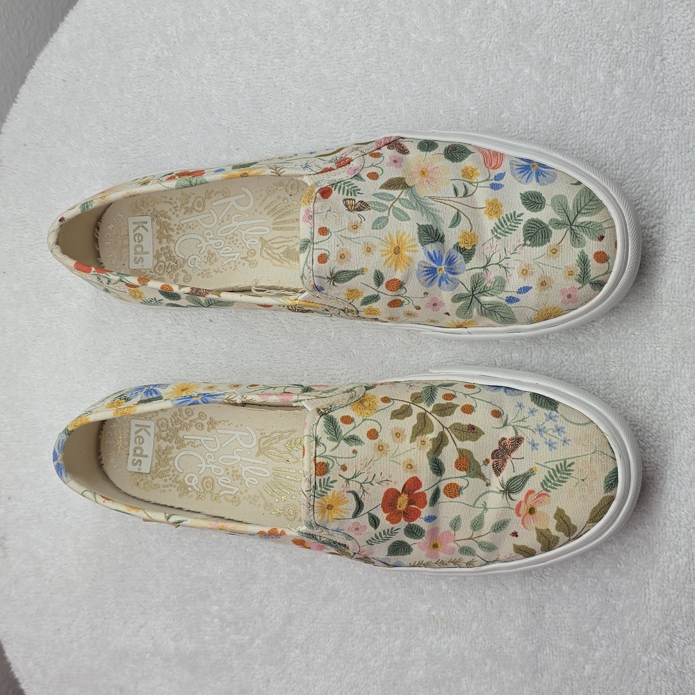 Keds × Rifle Paper Co. Double Decker Wild Wood Floral Sneaker Ladies 9.5 In VGuc - Picture 3 of 16